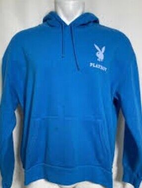 PLAYBOY Blue Crewneck Hoodie with Bunny Size Medium